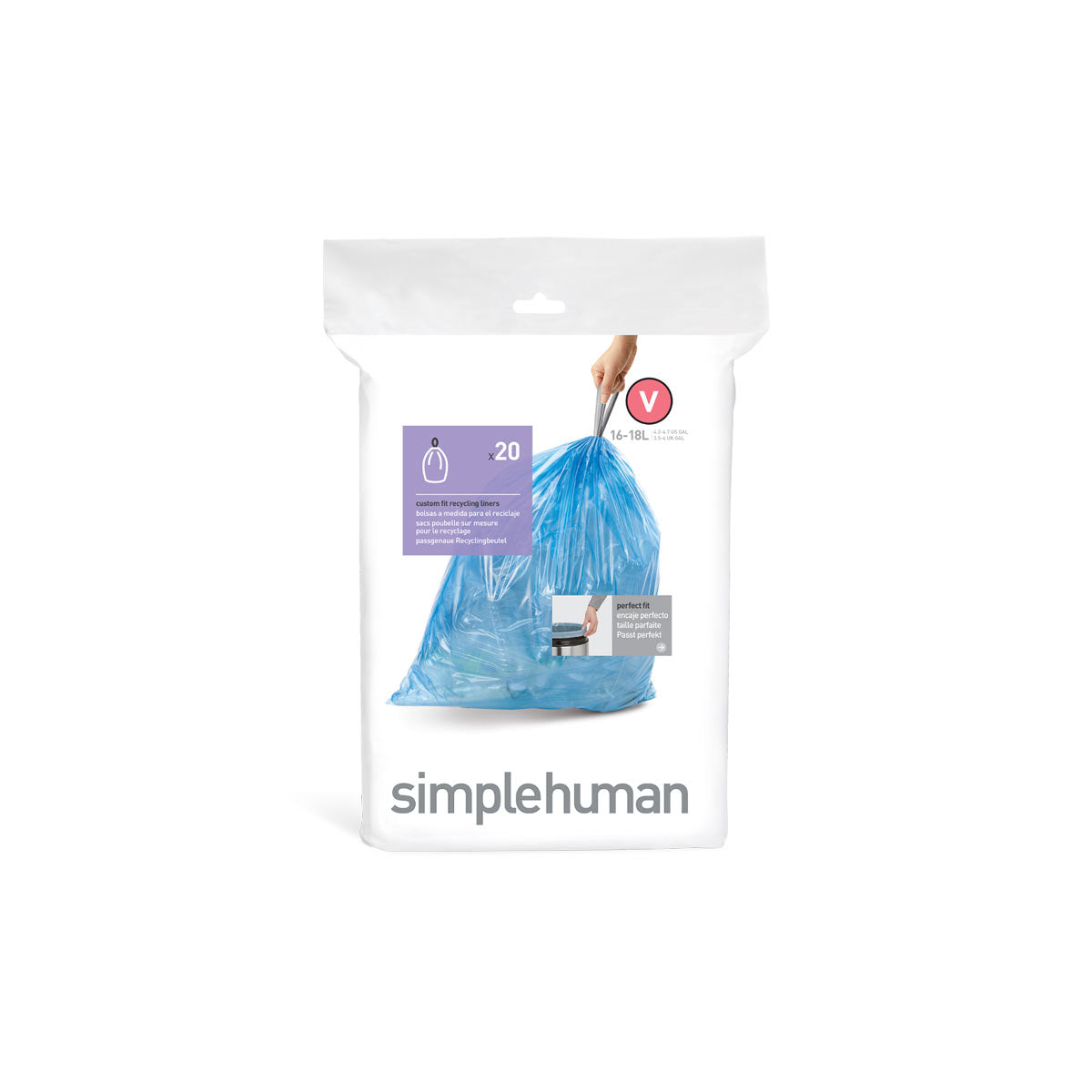 Simplehuman Custom Fit Bin Liners Code F 25L, Pack of 20 CW0165