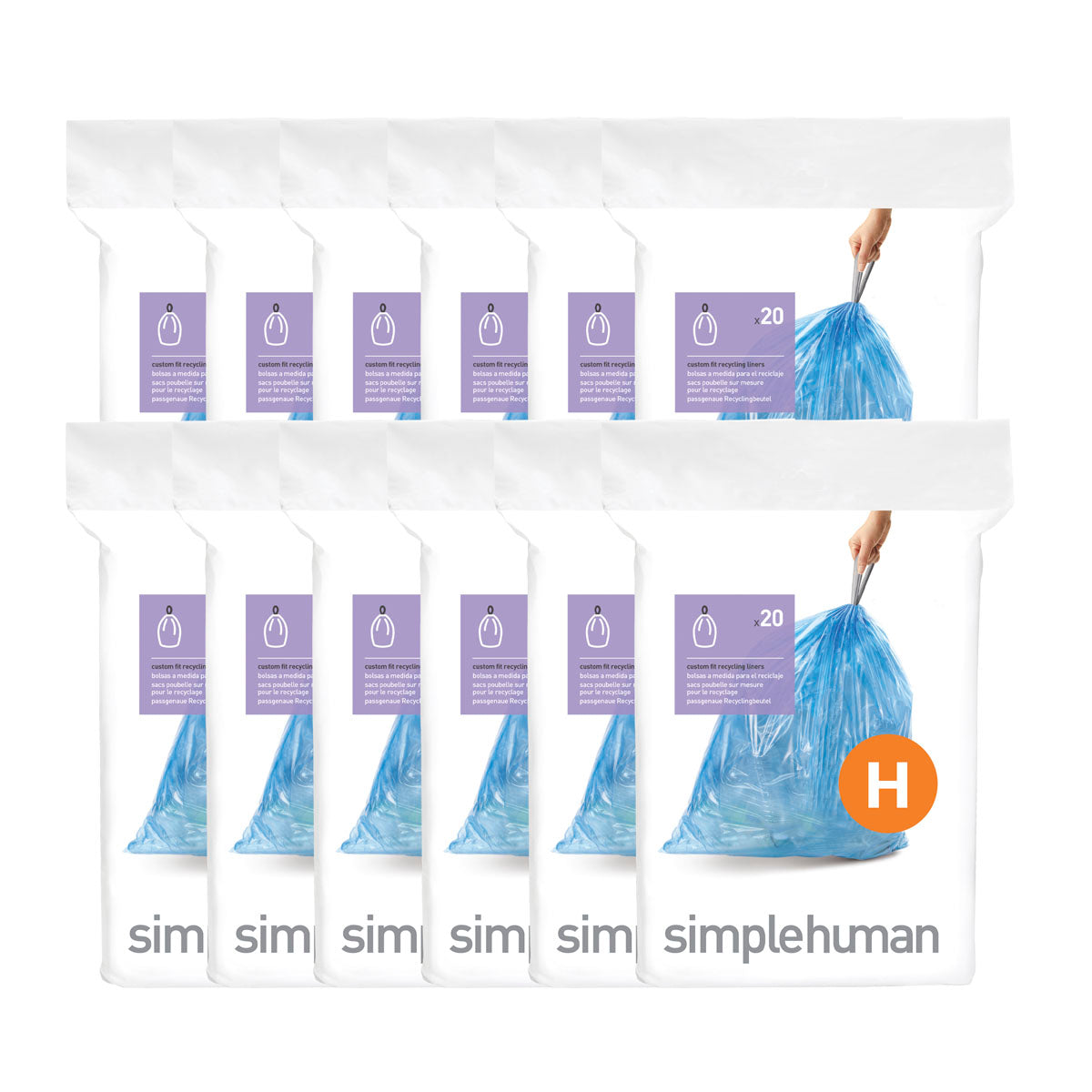 Simplehuman H Custom Trash Bags 30- 35 Liter / 8-9 Gallon, White