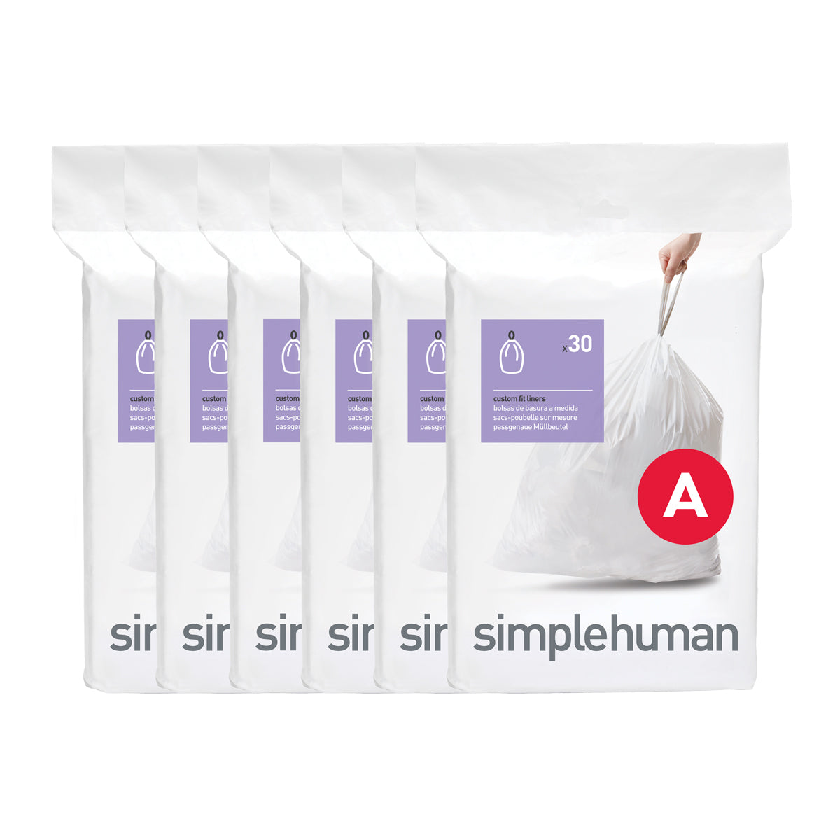 Simplehuman Code M Custom Fit Can Liners, 12 Gallon - 3 pack, 20 count each