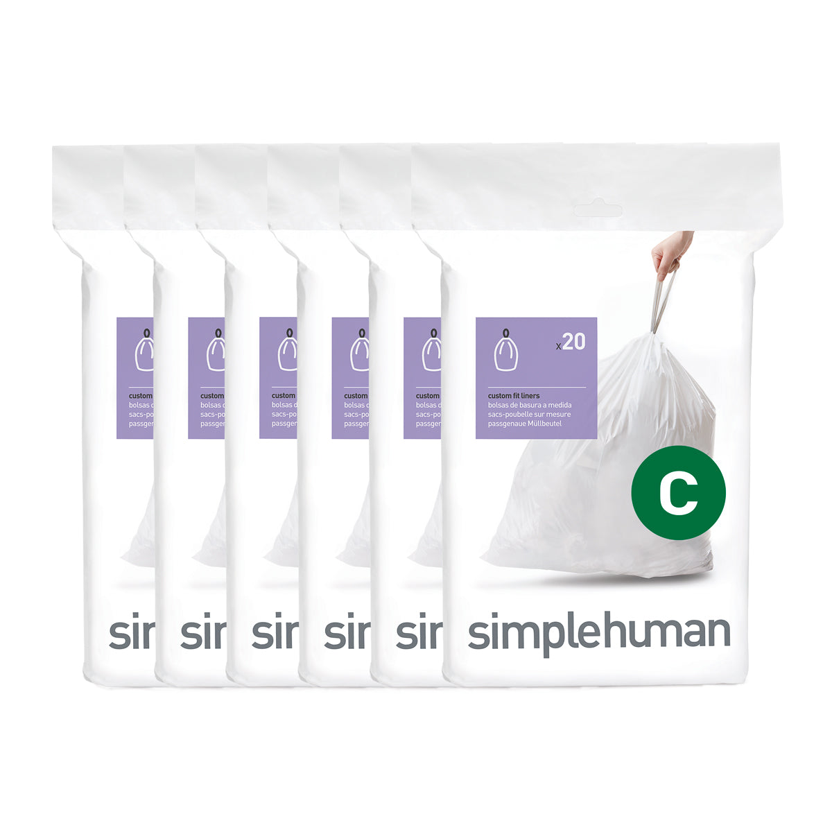 Repl. Simplehuman C Size 10 - 12L / 2.6 - 3.2 Gal. Garbage Bag