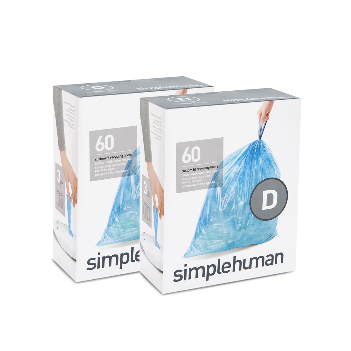Plasticplace simplehuman (X) Code D Compatible (100 Count) Blue Recycling Bags 5.3 Gallon / 20 Liter 15.75 x 28