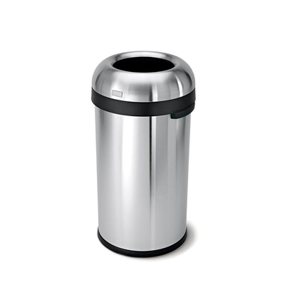 simplehuman 60 litre bullet open can, brushed stainless steel