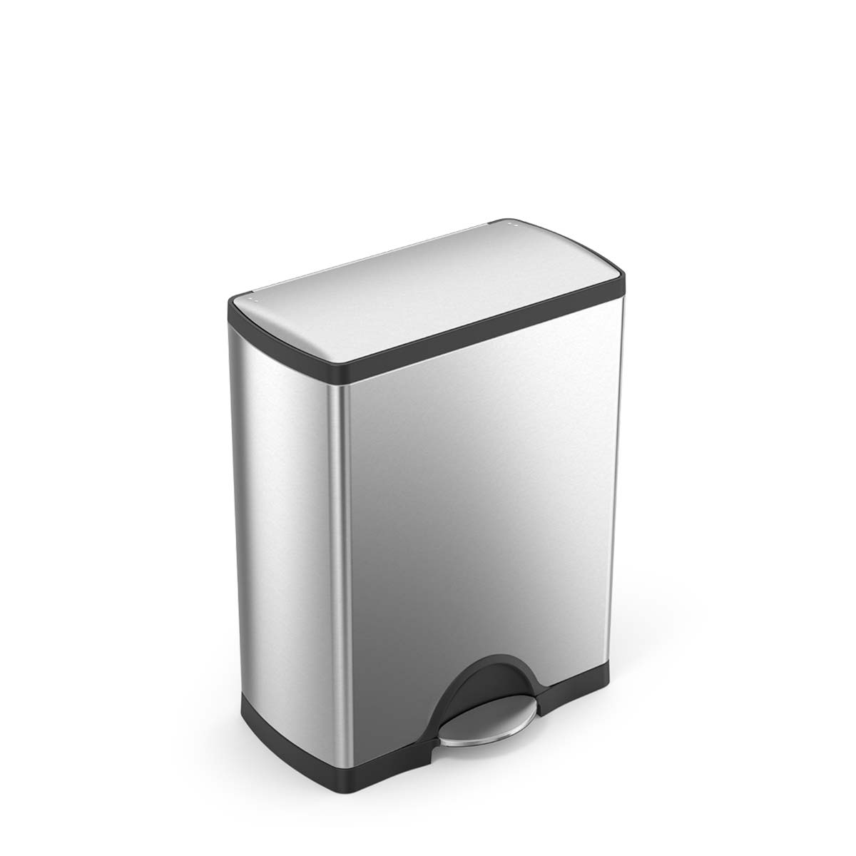 simplehuman 50 litre, classic rectangular step can, black steel