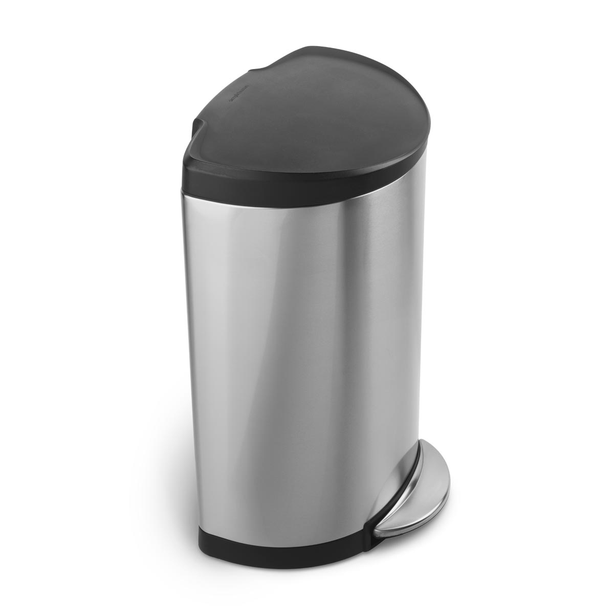 simplehuman 40 litre semi-round step can with plastic lid, brushed stainless steel