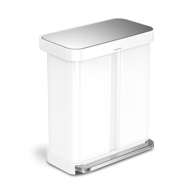 58L dual compartmentrectangular step canwhite