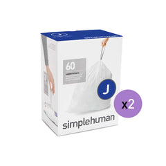 simplehuman 30L-45L 100ct Code J Custom Fit Trash Bags Liner White