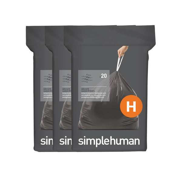 Code D *CLEAR* 20 Ct SIMPLEHUMAN Custom Fit Trash Bags Can Liners