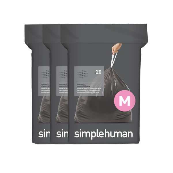simplehuman Code V Custom Fit Recycling Liners Drawstring Trash Bags 16-18 Liter / 4.2