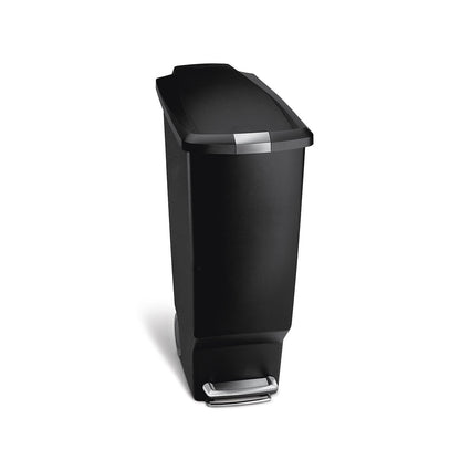 40L slim plastic step can - black - front view main image