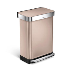 simplehuman 55L Rectangular Step Trash Can with Liner Pocket Brushed Stainless Steel