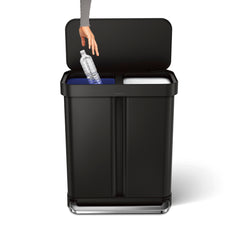 58L dual compartment rectangular step can with liner pocket - simplehuman