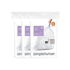  simplehuman Custom Fit Trash Can Liner B, White - White - 30 ct  - 2 pk : Health & Household