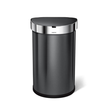 45L semi-round sensor can - black finish - front view image